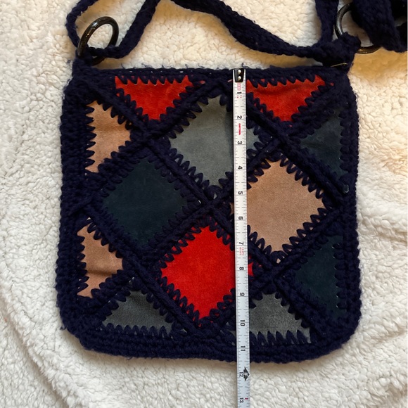 Leather patchwork y2k satchel purse with adjustable strap - Picture 5 of 7